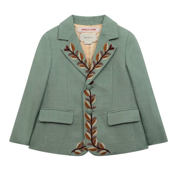 Gucci*Angela Lynne Boys’ Embroidered Suit Set Green Size12